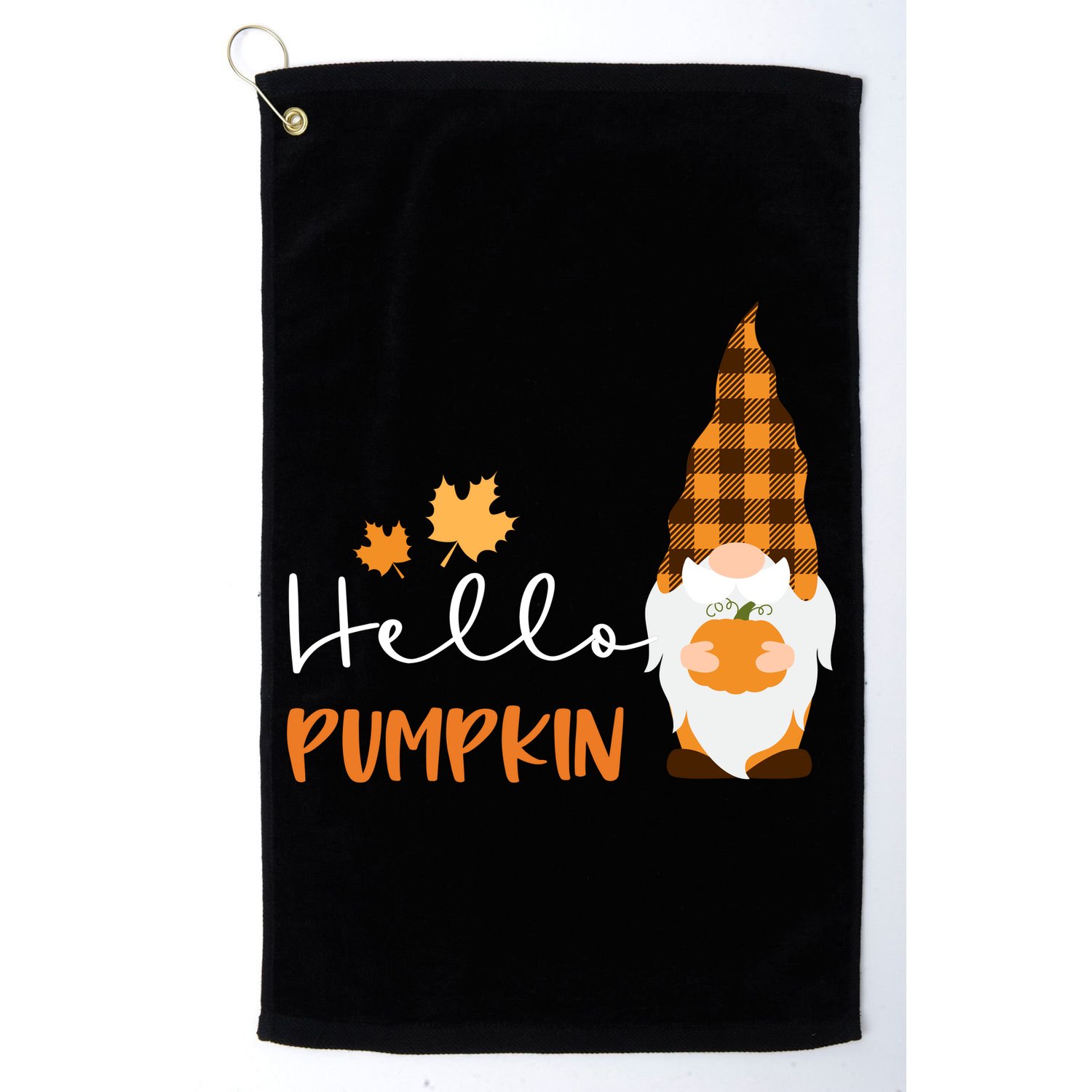Hello Pumpkin Cute Gnome Fall Autumn Golf Towel