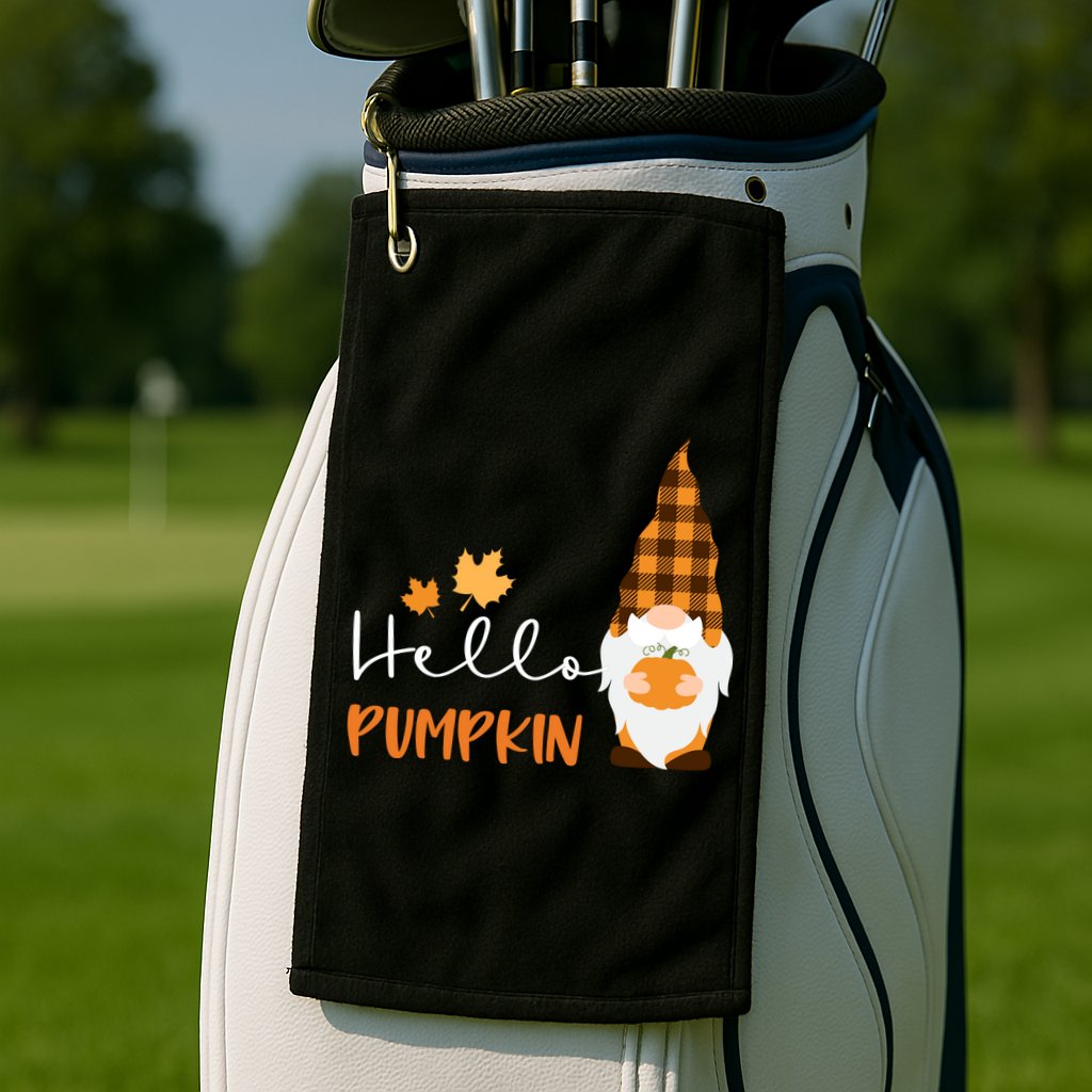 Hello Pumpkin Cute Gnome Fall Autumn Golf Towel