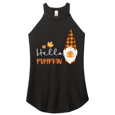 Hello Pumpkin Cute Gnome Fall Autumn Women's Perfect Tri Rocker Tank
