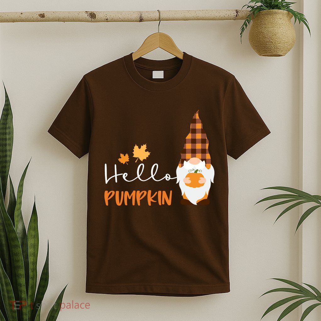 Hello Pumpkin Cute Gnome Fall Autumn T-Shirt