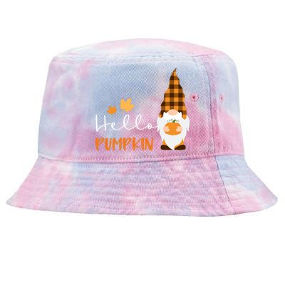 Hello Pumpkin Cute Gnome Fall Autumn Tie-Dyed Bucket Hat