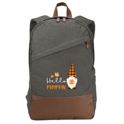 Hello Pumpkin Cute Gnome Fall Autumn Cotton Canvas Backpack