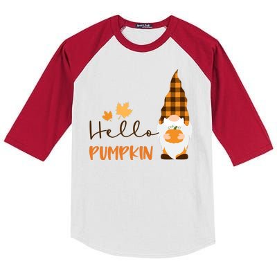 Hello Pumpkin Cute Gnome Fall Autumn Kids Colorblock Raglan Jersey