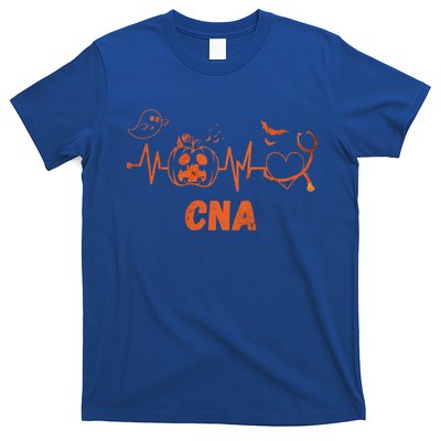 Halloween Pumpkin Cna Nurse Stethoscope Heartbeat Nursing Funny Gift T-Shirt