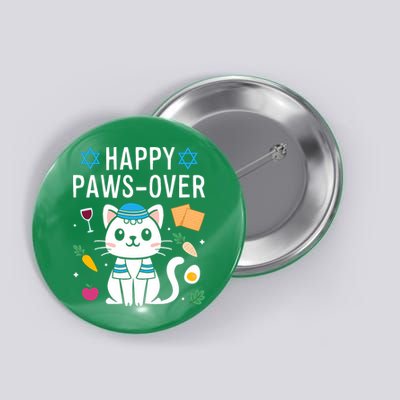 Happy Pawsover Cat Lover Funny Cat Passover Seder Button