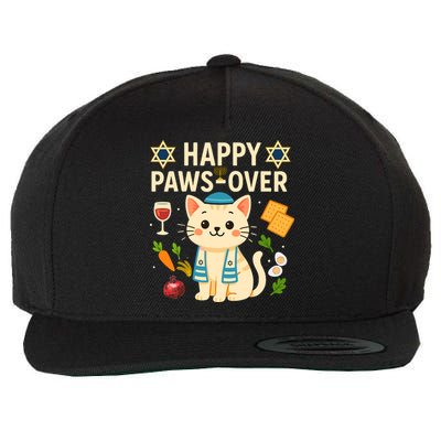 Happy Pawsover Cat Funny Cat Lover Holiday Passover Seder Wool Snapback Cap