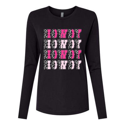 Howdy Pink Cow Print Western Country Cowgirl Texas Womens Cotton Relaxed Long Sleeve T-Shirt