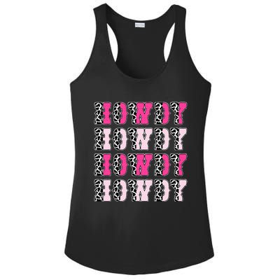 Howdy Pink Cow Print Western Country Cowgirl Texas Ladies PosiCharge Competitor Racerback Tank