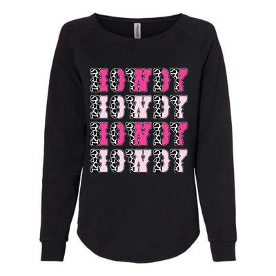 Howdy Pink Cow Print Western Country Cowgirl Texas Womens California Wash Sweatshirt