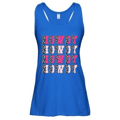 Howdy Pink Cow Print Western Country Cowgirl Texas Ladies Essential Flowy Tank