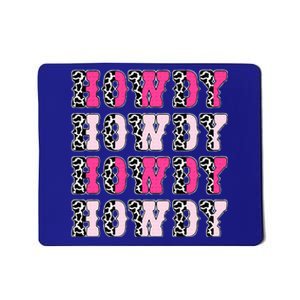 Howdy Pink Cow Print Western Country Cowgirl Texas Mousepad