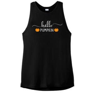 Hello Pumpkin Cute Fall Ladies PosiCharge Tri-Blend Wicking Tank