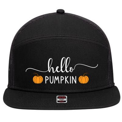 Hello Pumpkin Cute Fall 7 Panel Mesh Trucker Snapback Hat
