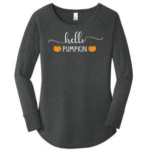 Hello Pumpkin Cute Fall Women's Perfect Tri Tunic Long Sleeve Shirt