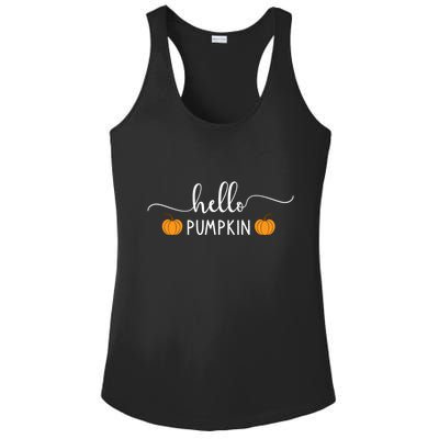 Hello Pumpkin Cute Fall Ladies PosiCharge Competitor Racerback Tank
