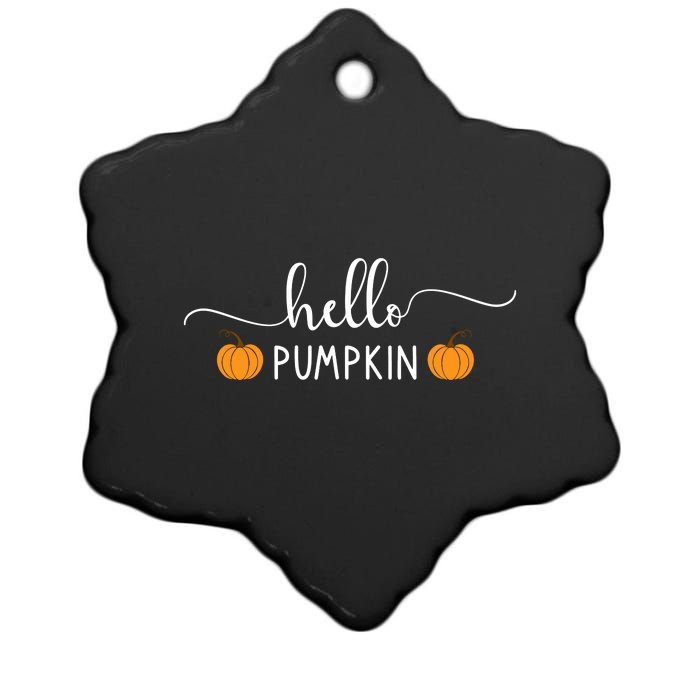 Hello Pumpkin Cute Fall Ceramic Star Ornament