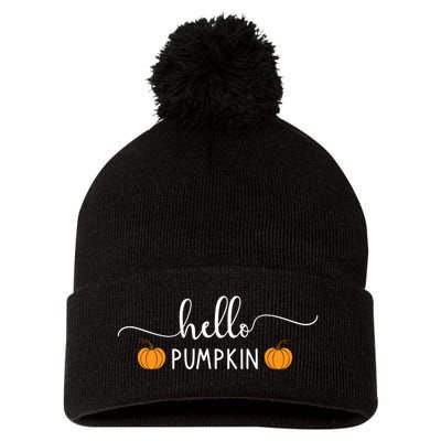 Hello Pumpkin Cute Fall Pom Pom 12in Knit Beanie