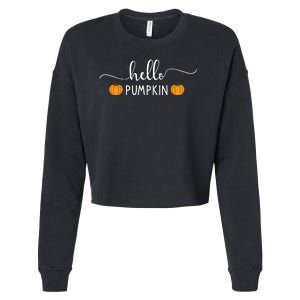 Hello Pumpkin Cute Fall Cropped Pullover Crew