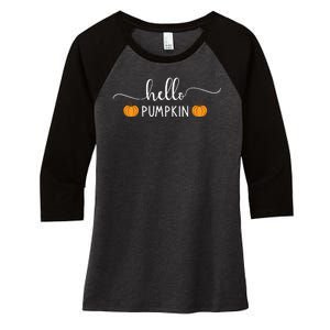 Hello Pumpkin Cute Fall Women's Tri-Blend 3/4-Sleeve Raglan Shirt