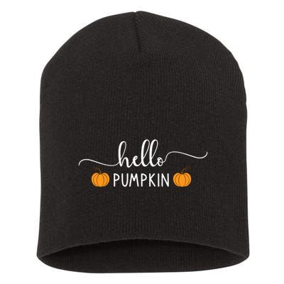 Hello Pumpkin Cute Fall Short Acrylic Beanie