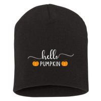 Hello Pumpkin Cute Fall Short Acrylic Beanie