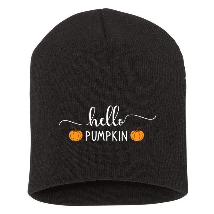 Hello Pumpkin Cute Fall Short Acrylic Beanie