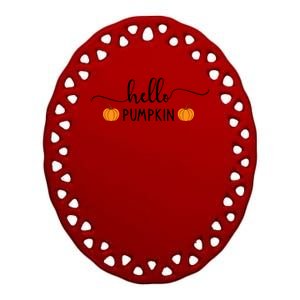 Hello Pumpkin Cute Fall Ceramic Oval Ornament