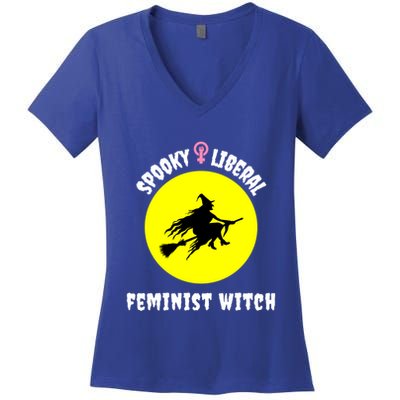 Halloween Pro Choice Spooky Liberal Feminist Witch Feminism Gift Women's V-Neck T-Shirt