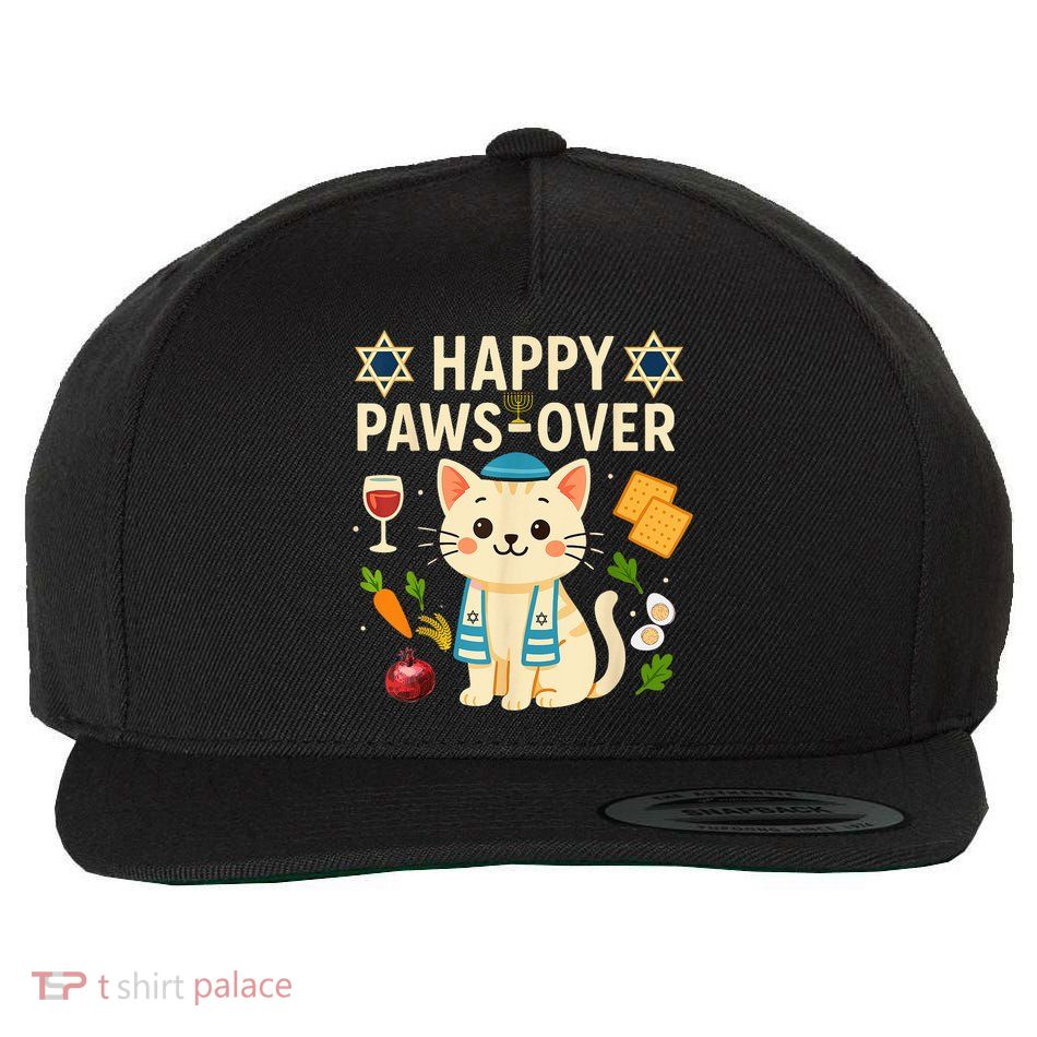 Happy Pawsover Cat Cat Lover Holiday Passover Seder Wool Snapback Cap