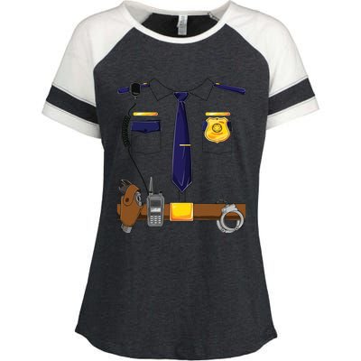 Halloween Police Costume Policeman Police Officer Enza Ladies Jersey Colorblock Tee