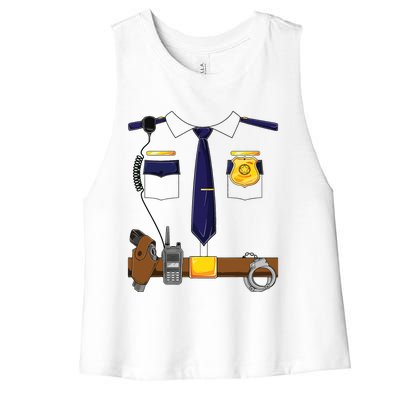 Halloween Police Costume Policeman Police Officer Women's Racerback Cropped Tank