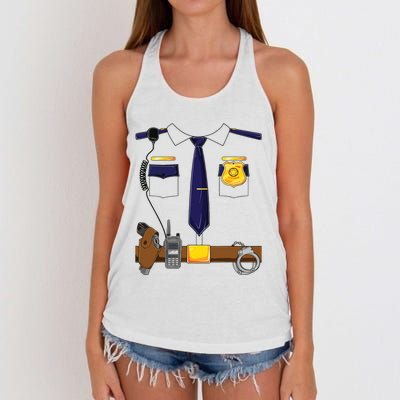 Halloween Police Costume Policeman Police Officer Women's Knotted Racerback Tank