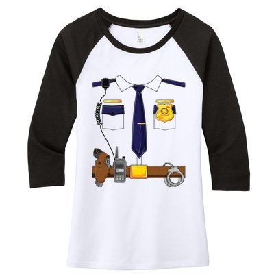 Halloween Police Costume Policeman Police Officer Women's Tri-Blend 3/4-Sleeve Raglan Shirt