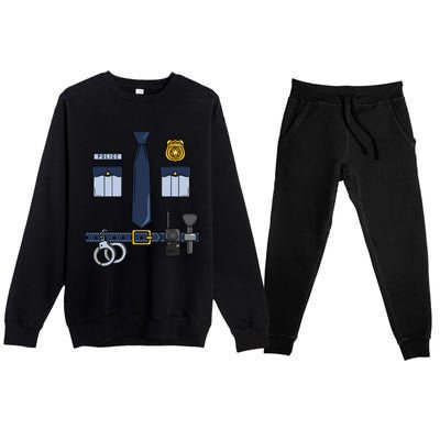 Halloween Policeman Costume Halloween Police Officer Costume Premium Crewneck Sweatsuit Set