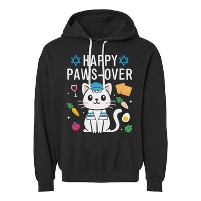 Happy Pawsover Cat Lover Funny Cat Passover Seder Garment-Dyed Fleece Hoodie