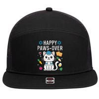 Happy Pawsover Cat Lover Funny Cat Passover Seder 7 Panel Mesh Trucker Snapback Hat
