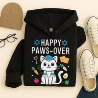 Happy Pawsover Cat Lover Funny Cat Passover Seder Hoodie