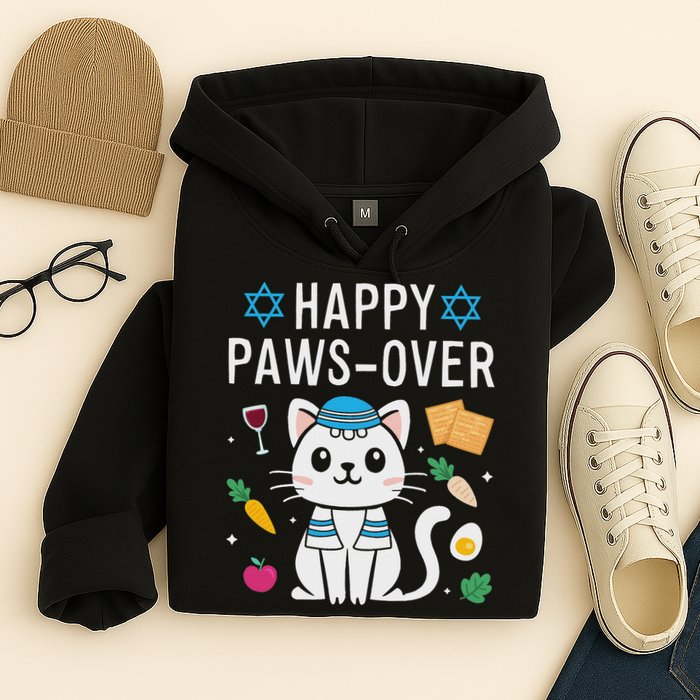 Happy Pawsover Cat Lover Funny Cat Passover Seder Hoodie