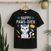 Happy Pawsover Cat Lover Funny Cat Passover Seder T-Shirt
