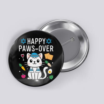 Happy Pawsover Cat Lover Funny Cat Passover Seder Button
