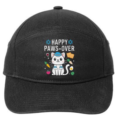 Happy Pawsover Cat Lover Funny Cat Passover Seder 7-Panel Snapback Hat
