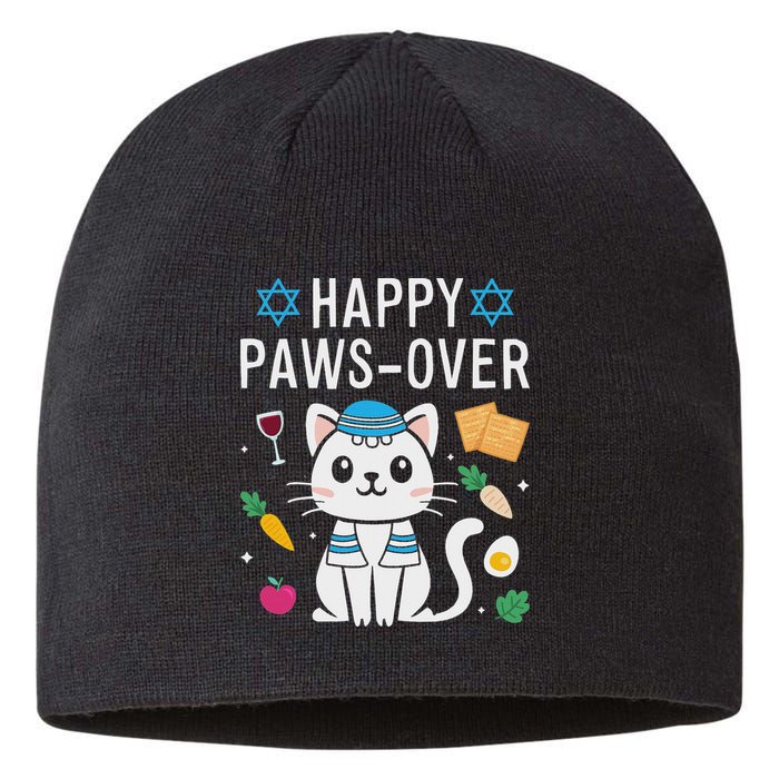 Happy Pawsover Cat Lover Funny Cat Passover Seder Sustainable Beanie