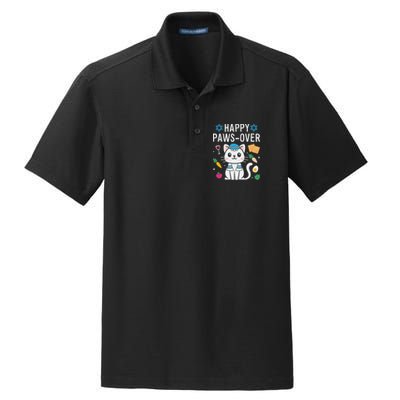 Happy Pawsover Cat Lover Funny Cat Passover Seder Dry Zone Grid Polo