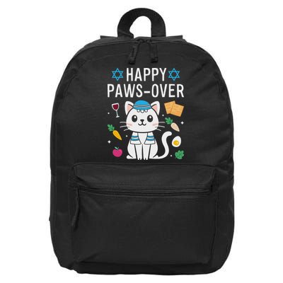 Happy Pawsover Cat Lover Funny Cat Passover Seder 16 in Basic Backpack