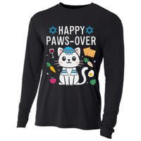 Happy Pawsover Cat Lover Funny Cat Passover Seder Cooling Performance Long Sleeve Crew