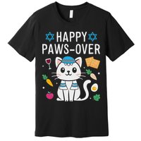 Happy Pawsover Cat Lover Funny Cat Passover Seder Premium T-Shirt