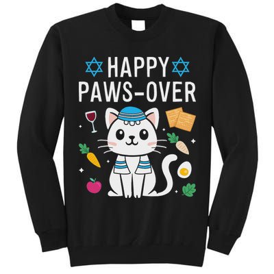 Happy Pawsover Cat Lover Funny Cat Passover Seder Tall Sweatshirt