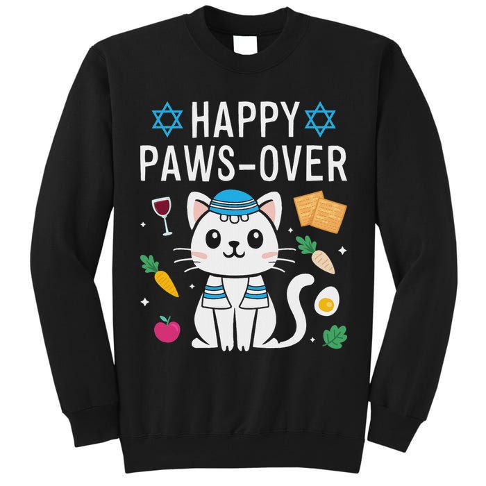 Happy Pawsover Cat Lover Funny Cat Passover Seder Tall Sweatshirt