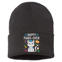Happy Pawsover Cat Lover Funny Cat Passover Seder Sustainable Knit Beanie