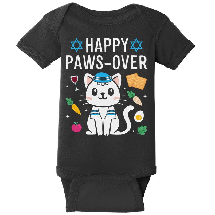 Happy Pawsover Cat Lover Funny Cat Passover Seder Baby Bodysuit